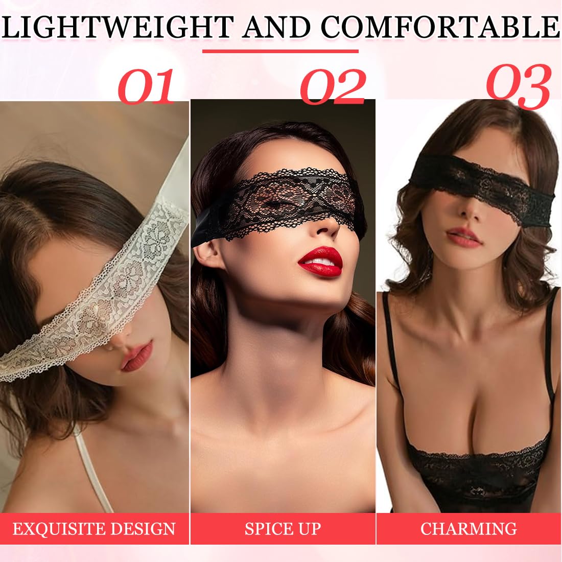 Mascherine per occhi, 4 Pezzi, Occhi per Dormire, Maschera Maschera Degli Occhi per Occhi per Coppie Dormire, morbide, per adulti, per dormire, per San Valentino, comode, per donne e coppie, Pizzo