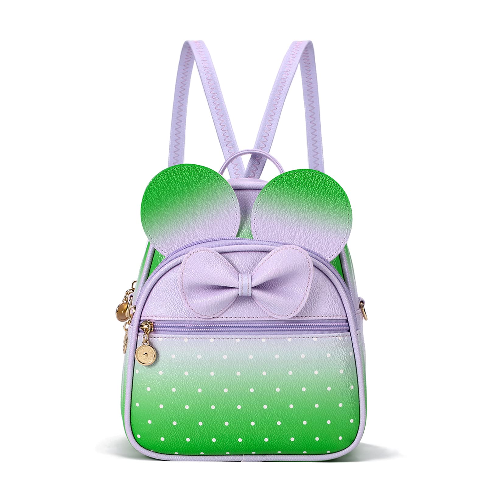 KL928 Girls Mini Backpack Bowknot Polka Dot Cute Small Daypacks Convertible Shoulder Bag Purse for Women