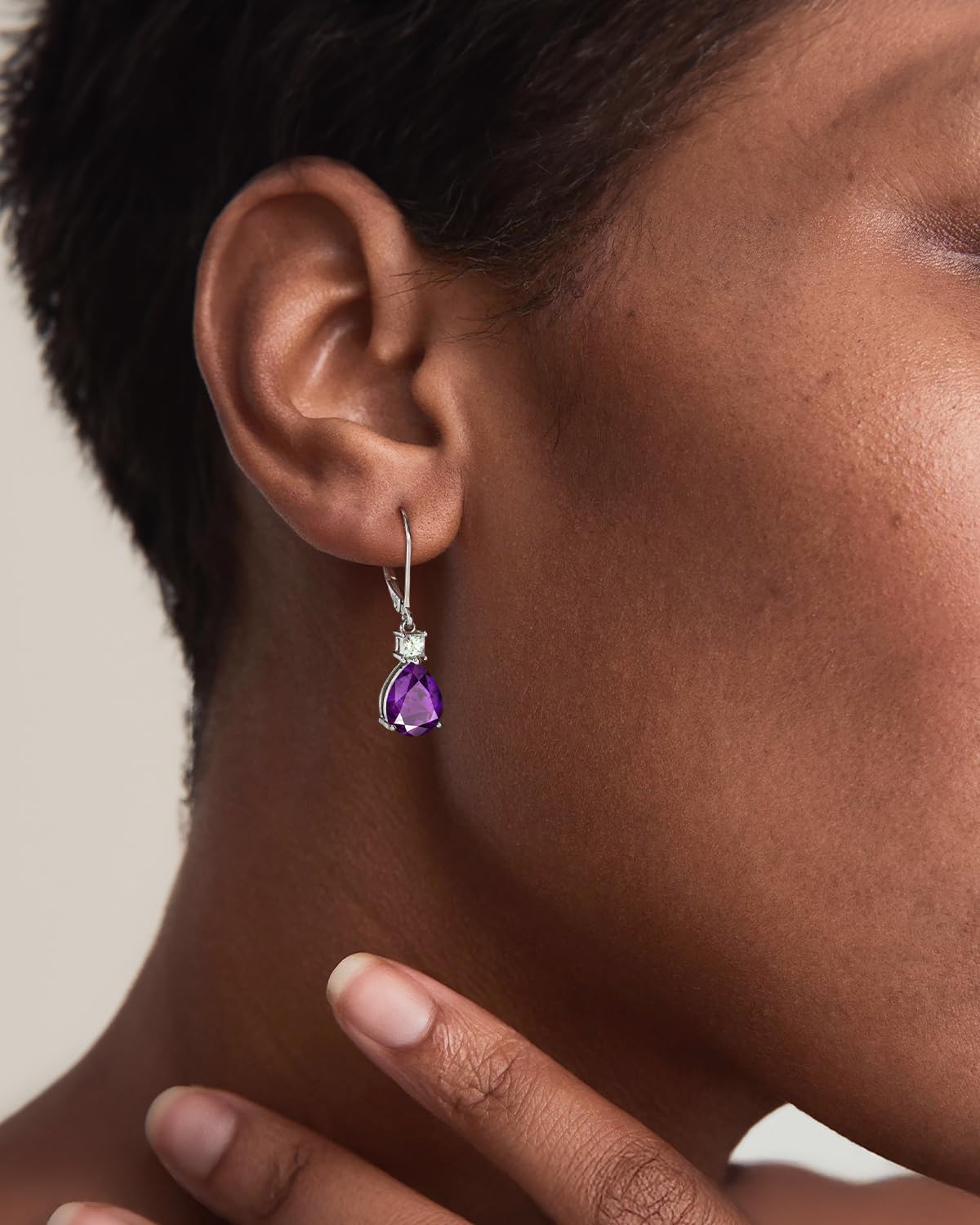 Birthday Gifts Birthstone Earrings for Women: Solid 925 Sterling Silver Hypoallergenic Leverback Infinity Teardrop Dangle - Valentine's Day Christmas Anniversary Presents for Wife Girlfriend Mom Her - Image 5