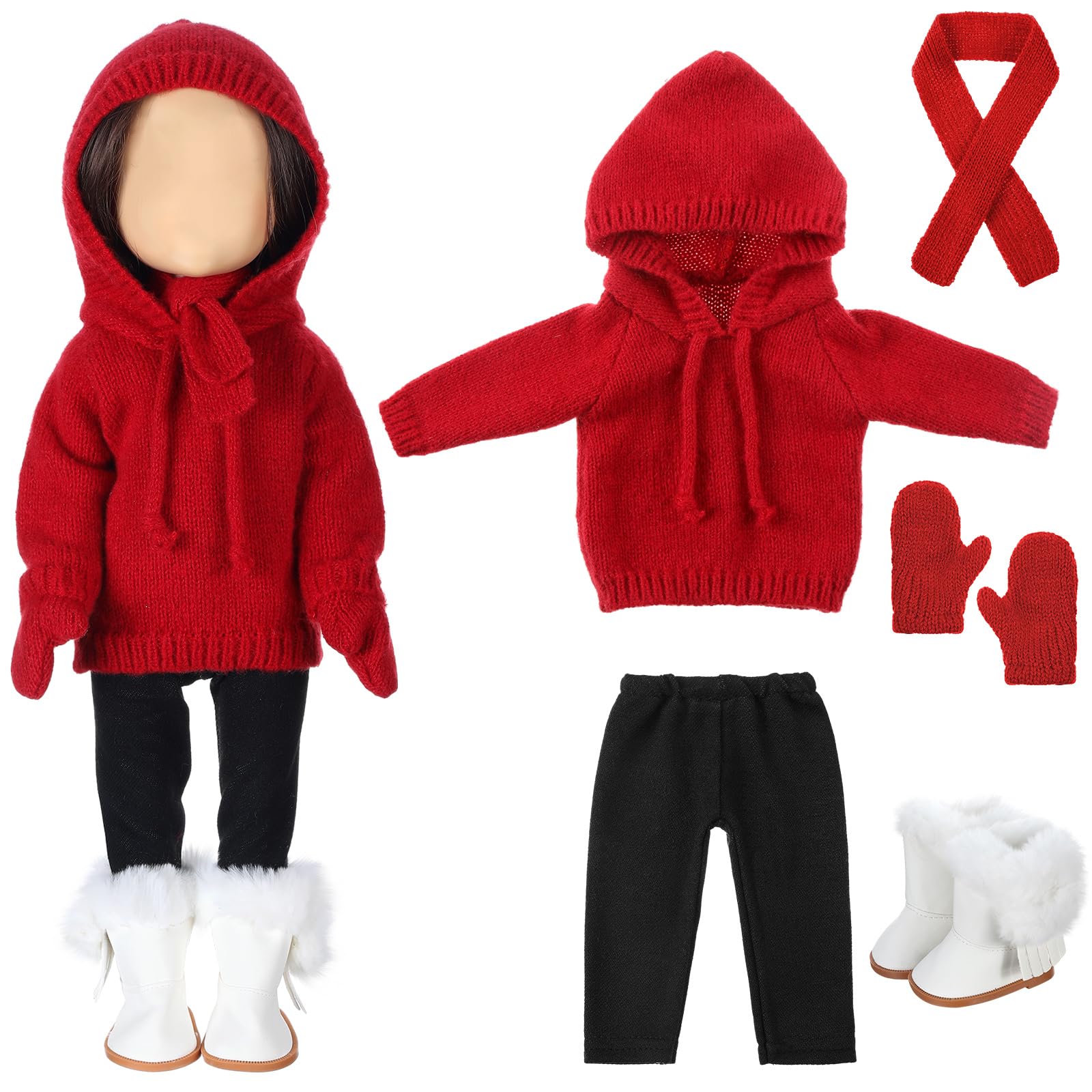 Fourluoo 6 Pcs 18" Christmas Doll Clothes, Light Red, Smart Style