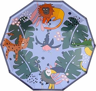 Jungle Safari Paper Party Plates (Pack of 8)|Wild Party Animals Party Plates |Safari Paper Plates|Wild One Paper Plates|Woodland Toucan Cheetah Tiger Lion Crocodile Alligator Party Plates