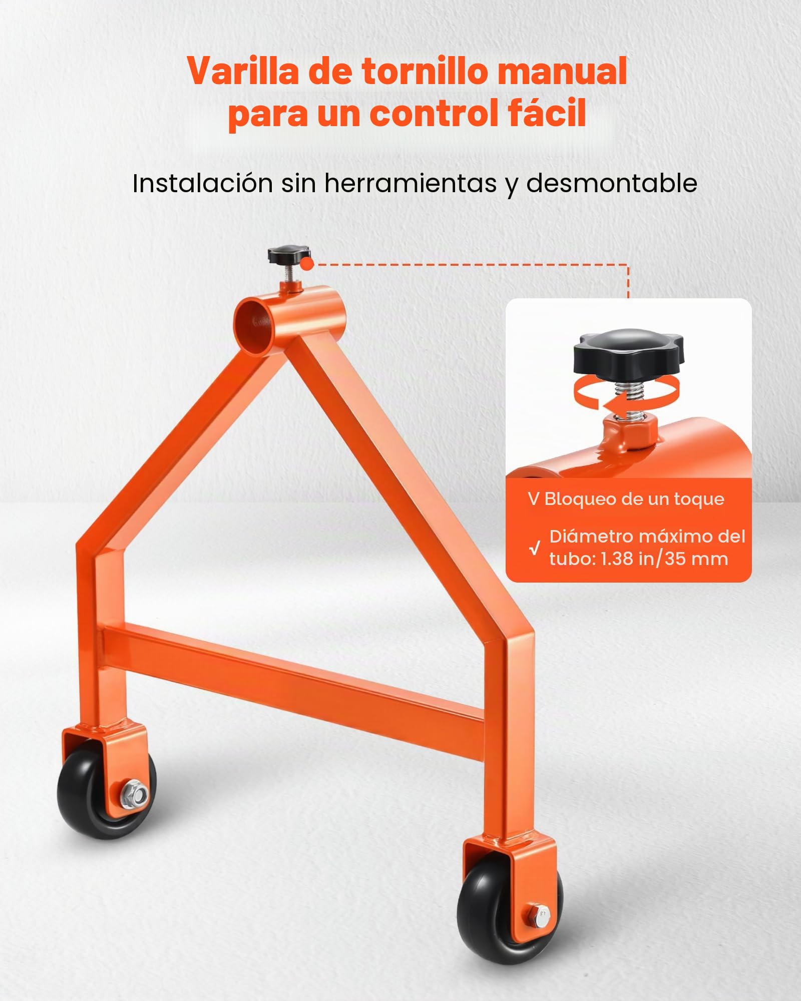VEVOR Portacarretes de Alambre, Organizador Portátil para Cables con Ruedas, Portacarretes de Hasta 75,9 cm de Diámetro Carga de 99,8 kg para Uso Eléctrico, Industrial y Eficiencia de Trabajo