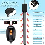 HiTauing Chauffe-eau, 50W/100W/200W/300W/500W Chauffe-citerne submersible pour poissons avec protection contre les surtempératures et extinction automatique lors de la sortie d'eau pour l'eau salée et douce