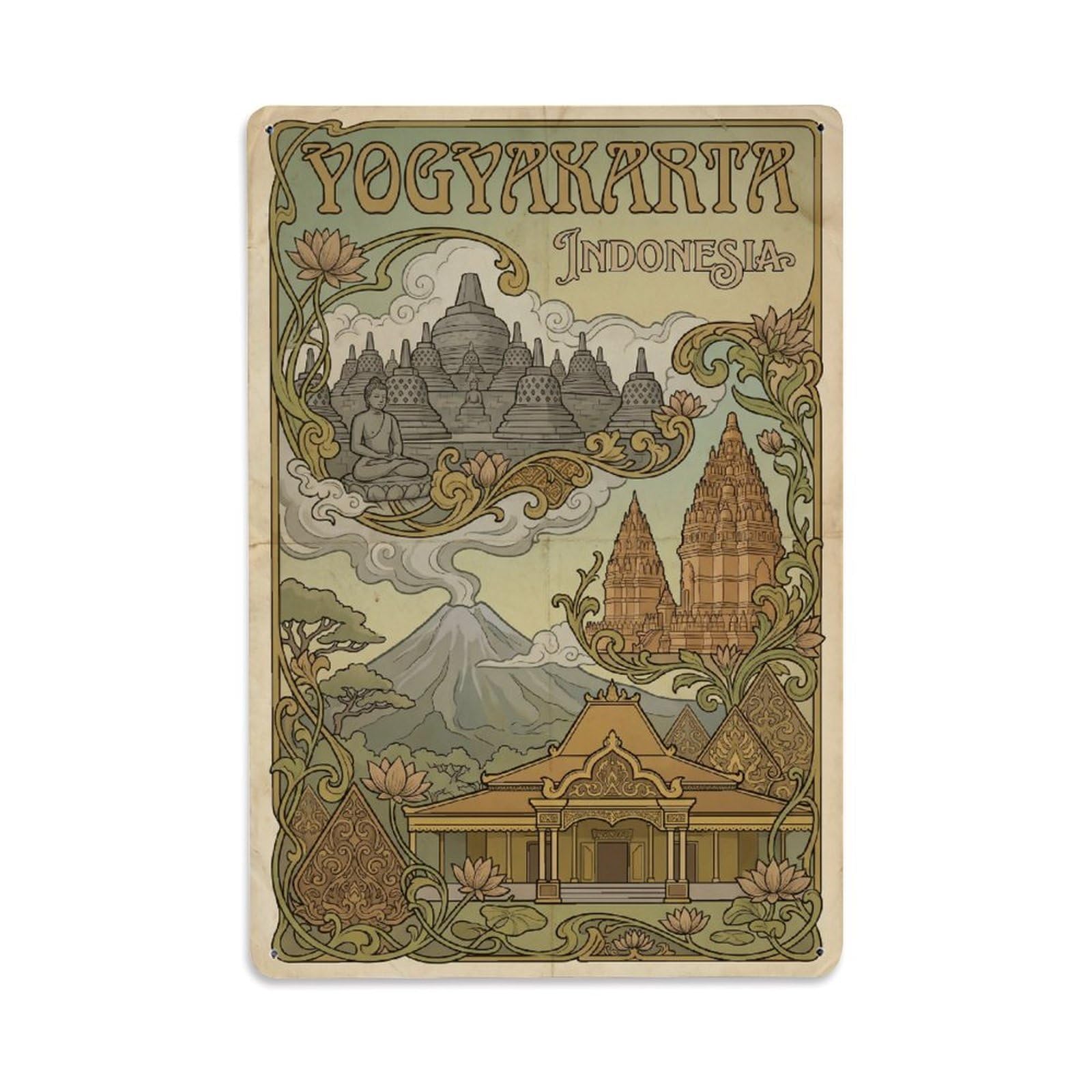 Metal Tin Sign Indonesia Yogyakarta Vintage Travel