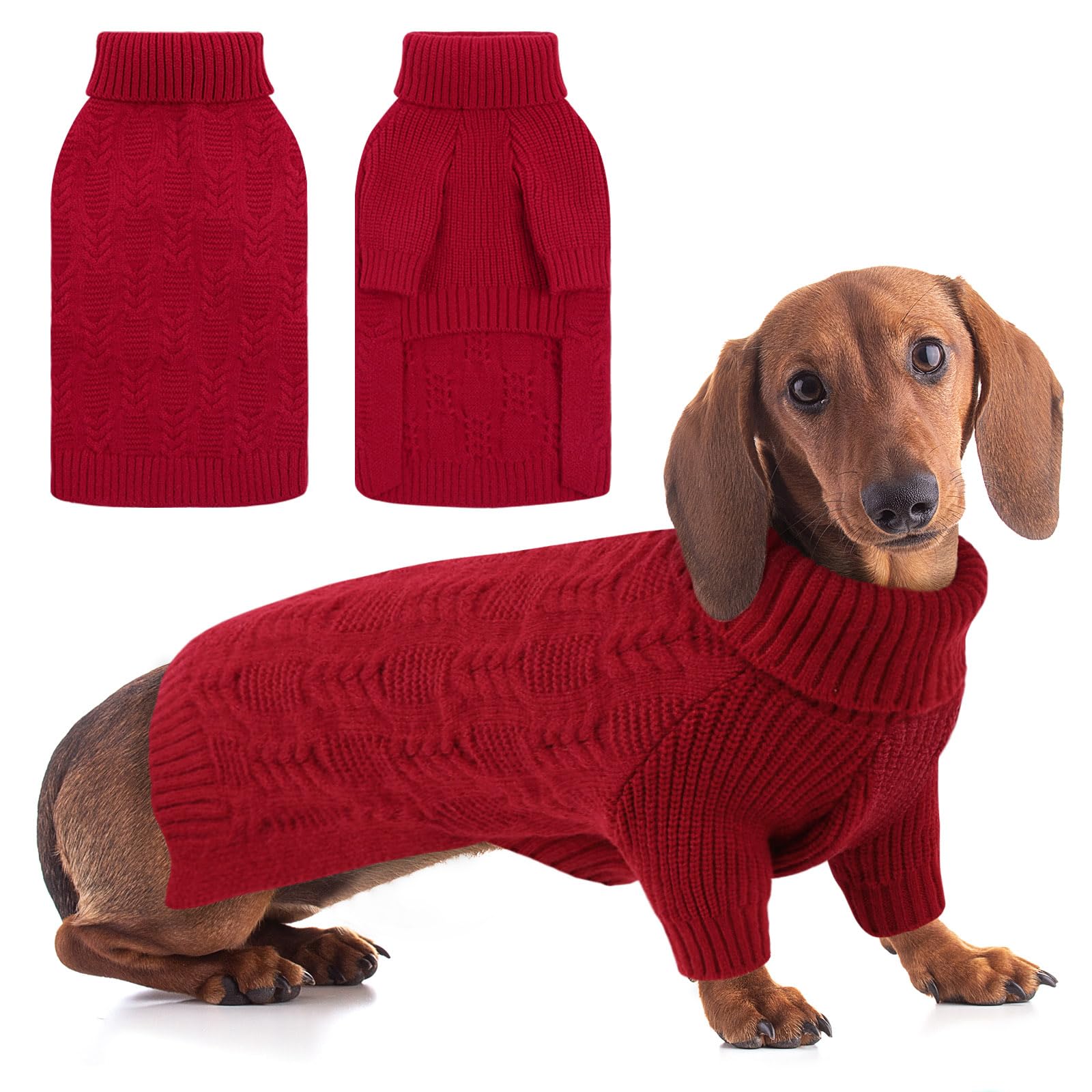 ASENKU Maglione per cani di taglia grande, maglione a collo alto per cani XL, ragazza e ragazzo, tinta unita, abbigliamento invernale per cani di Pitbull, Labrador Retriever (rosso, L)