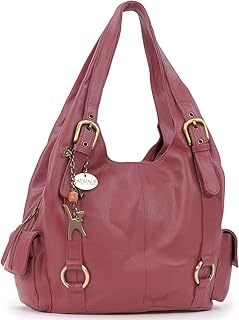 Vera Pelle - Borsa a Spalla/Borse a Mano - Con Ciondolo a Forma di Gatto - Alex