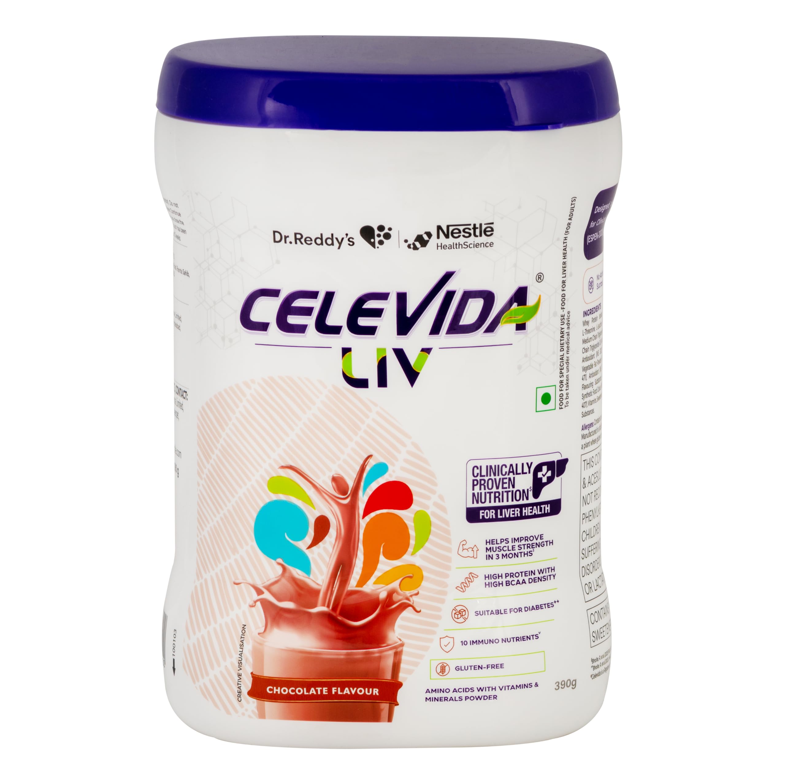 Dr.Reddy’s Celevida Liv | Nutrition Drink for liver health | Chocolate Flavour- 390g