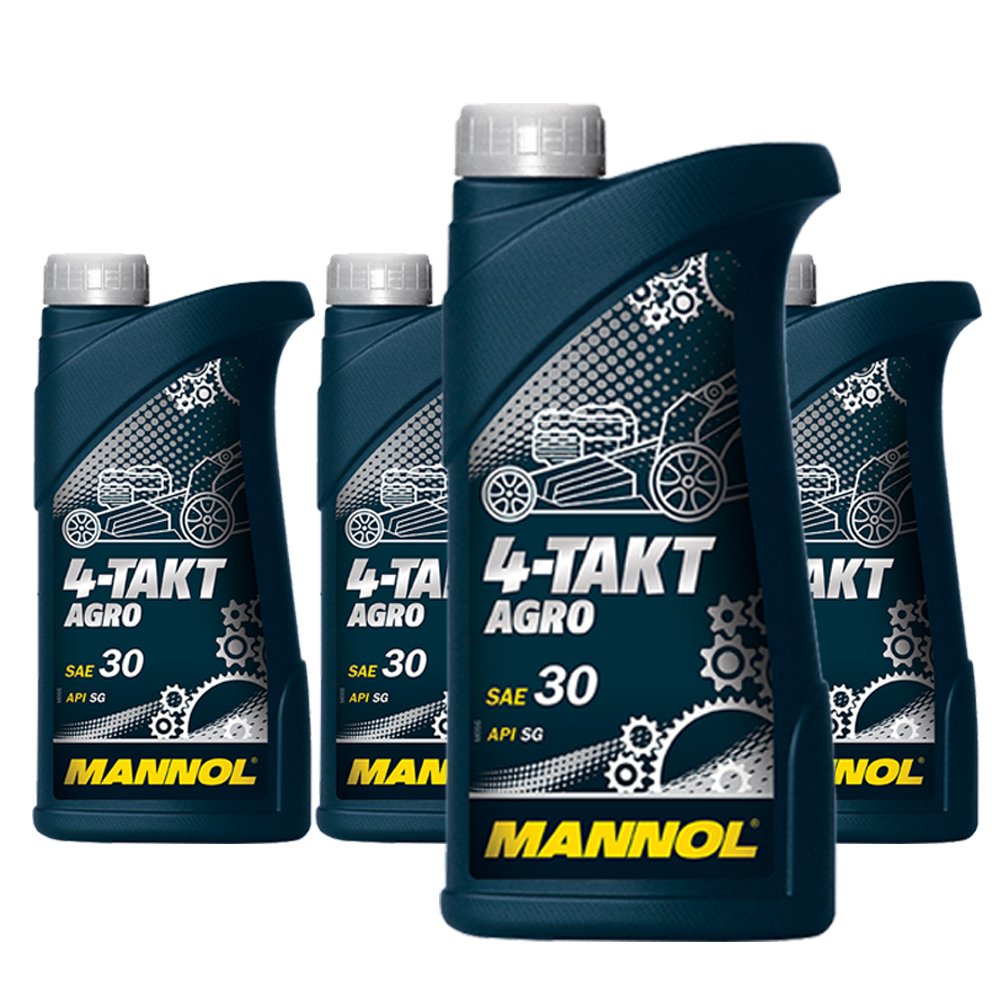 MANNOL 4 x 1L 4-Takt Agro SAE 30 API SG/Mineralöl für Traktoren Rasenmähern Generatoren Pumpen