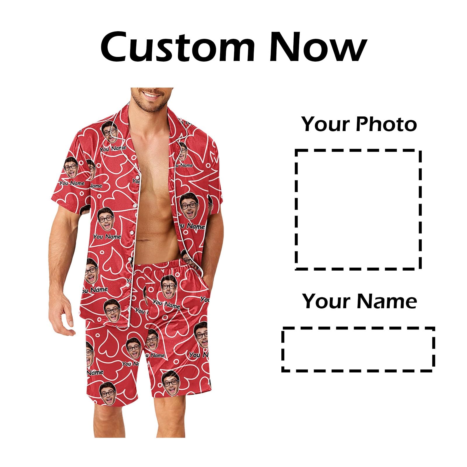 Generisch Conjunto de pijama original para hombre, pantalones divertidos para hombres y mujeres, parejas a juego, unisex, nombres personalizados, suéter para hombre.