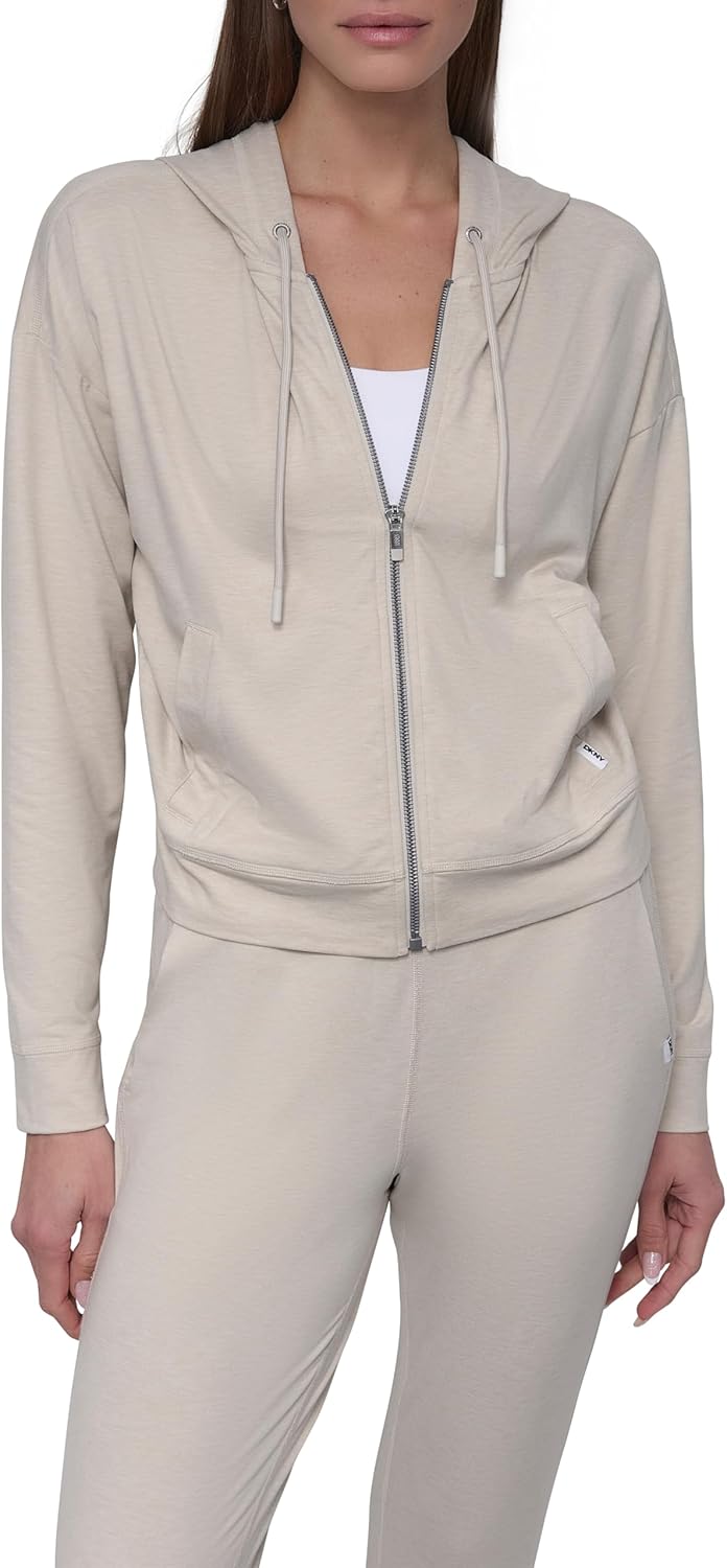 DKNY womens Full Zip Cropped Hoodie Sweatshirt - Image 5