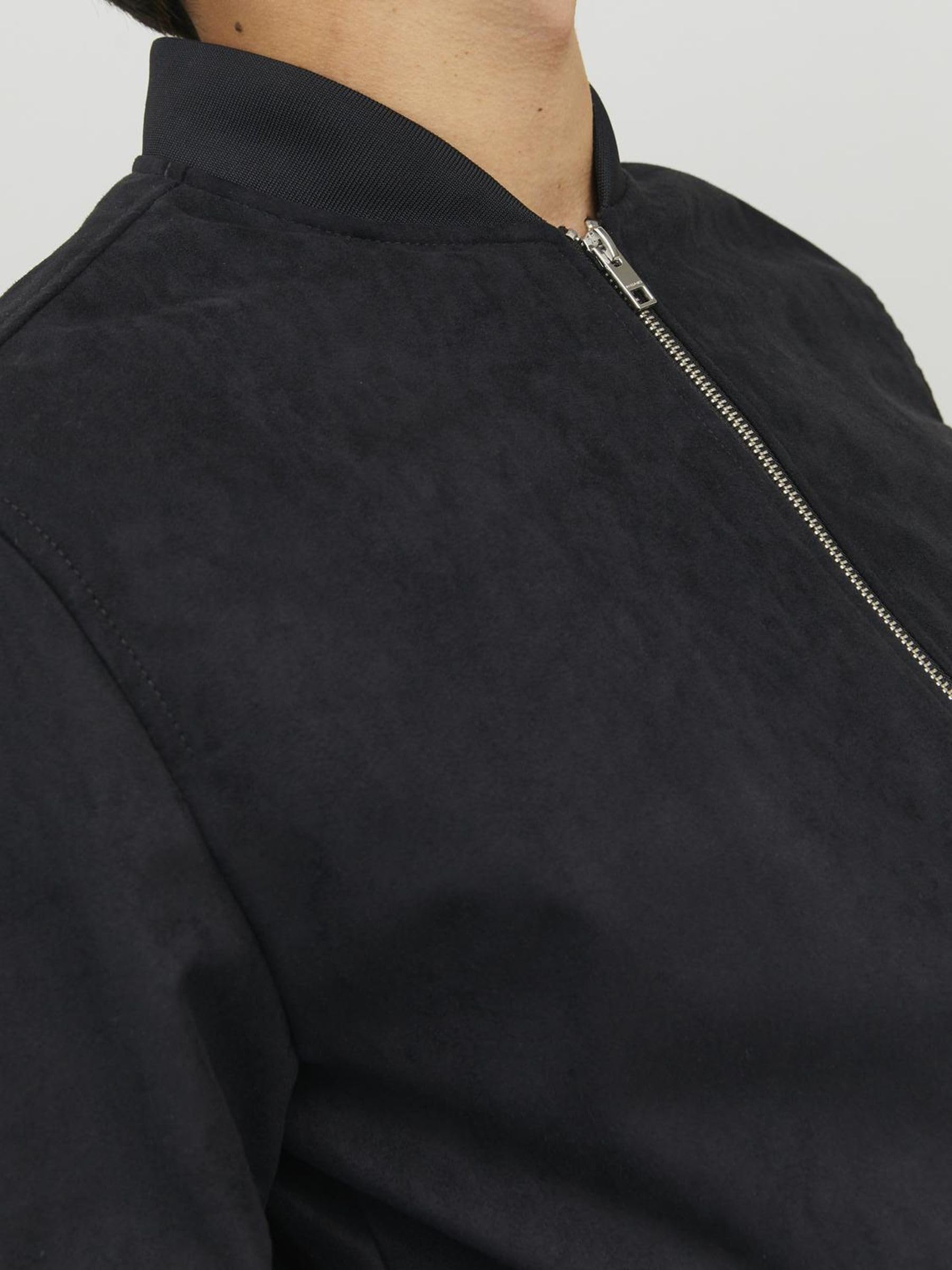 JACK & JONES Męska kurtka skórzana Jjrocky Fs Bomber, Jet Black, L
