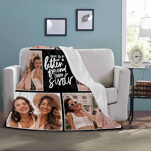 Miniatura 4 de InterestPrint Manta personalizada con collage de imágenes, regalo de cumpleaños y amistad para mujeres, adolescentes, mejores amigas, hermanas,