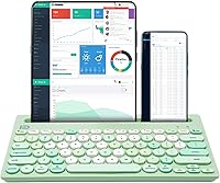 HUOJI Wireless Multi-Device Keyboard: Bluetooth 5.0 & 2.4G Dual Mode, 3-Device Switch for iPad, Tablet, PC, MacBook - Green