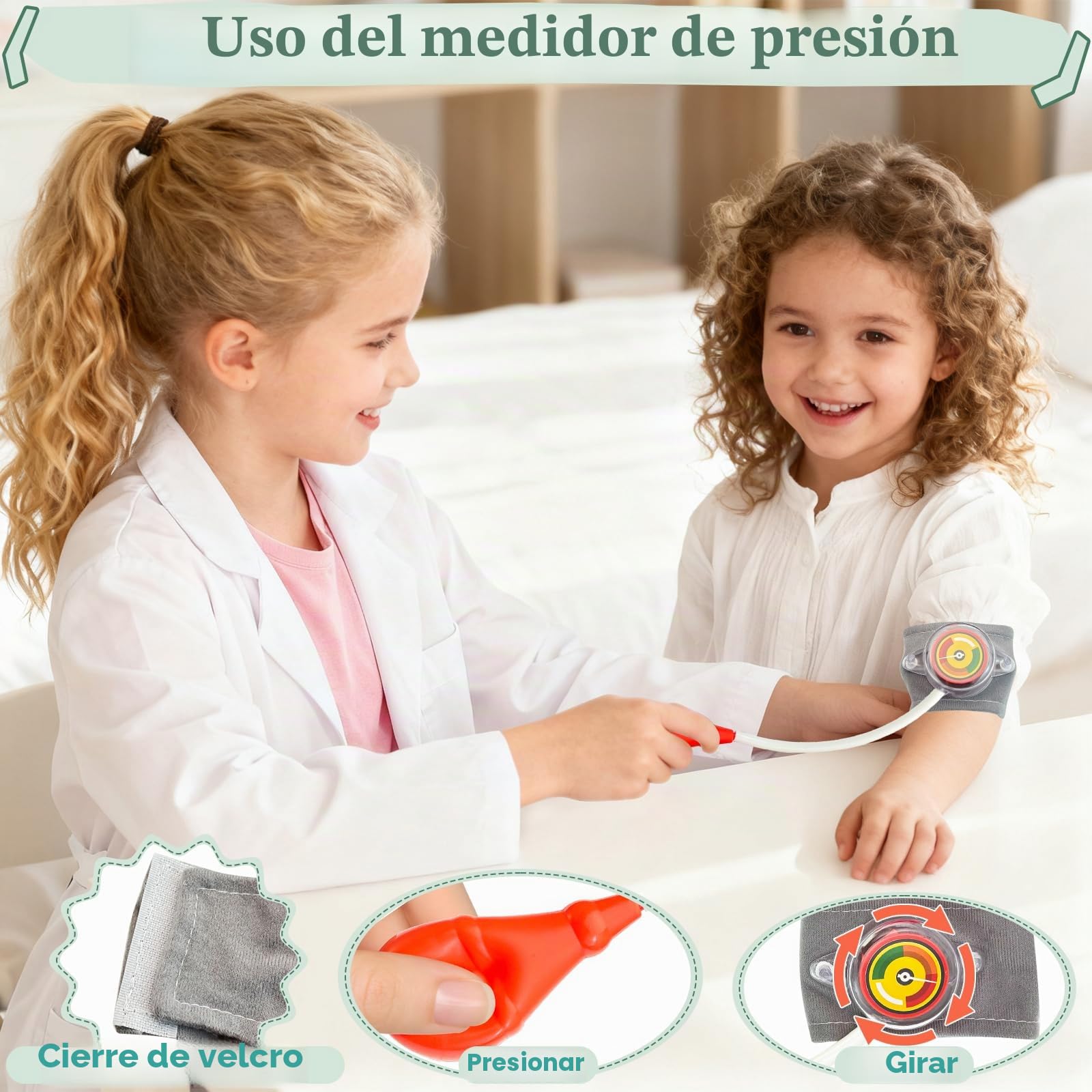 VBACALA Maletin Medico Juguete para Niños,17 Piezas Set Medico Infantil con Estetoscopio de Juguete,Jeringa,Termómetro, Juegos de rol de Dentista,Regalo Kit de Médico para Niñas y Niños 3+ Años