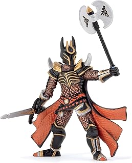 Papo Knight with A Triple Battle Axe Figure, Black/Orange