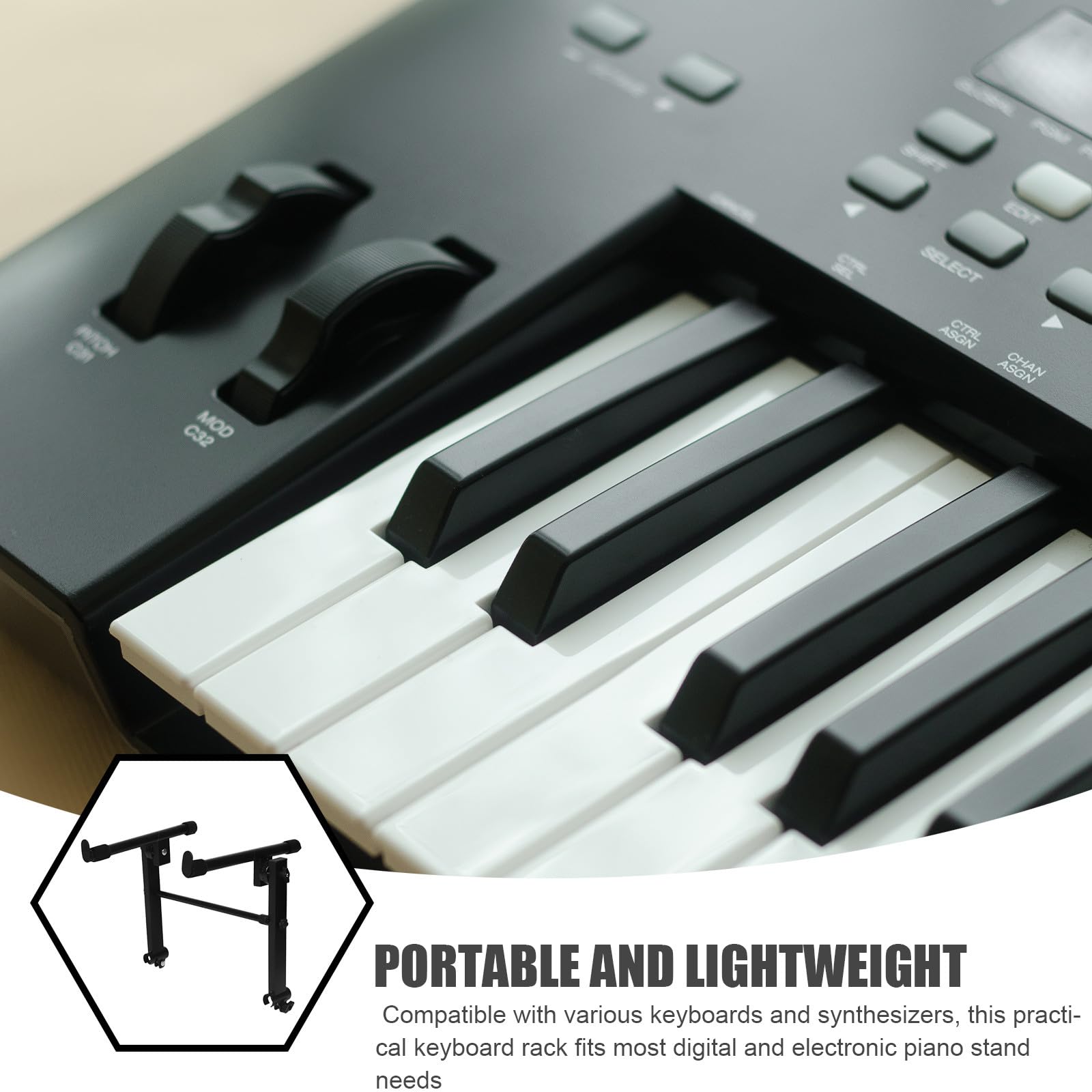 iplusmile Soporte Metálico para Piano Teclado Eléctrico, Doble Capa Ajustable para Teclados y Controladores Midi, Adecuado para Escenarios y Estudios de Música
