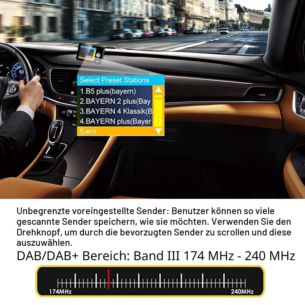 LEXXSON DAB Adapter für Autoradio Mit 2.8 Zoll Farb LCD Display