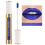 MAKI YIKA Blue Lipstick for Women Metallic Lipsticks Glitter Long Lasting Lipstick No Smudge No Transfer Liquid Pink Lip Gloss (BR015 Blue Storm)