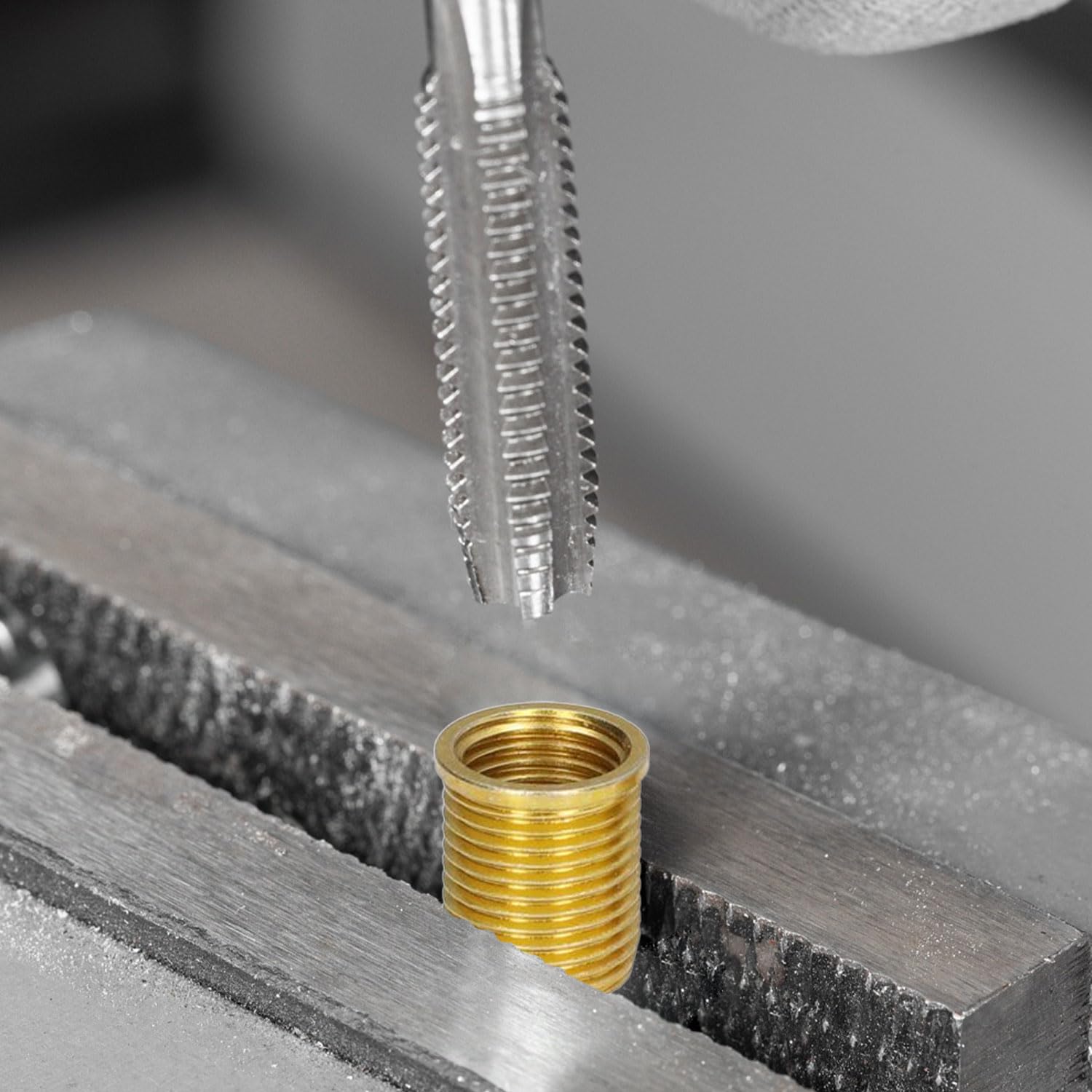 10 Pezzi Attrezzo per la Riparazione del Foro Filettato della Candela, M14 × 1.25 mm, con Rubinetto, in Metallo, per Motori a Benzina, Generatori, Motori Diesel (Oro)