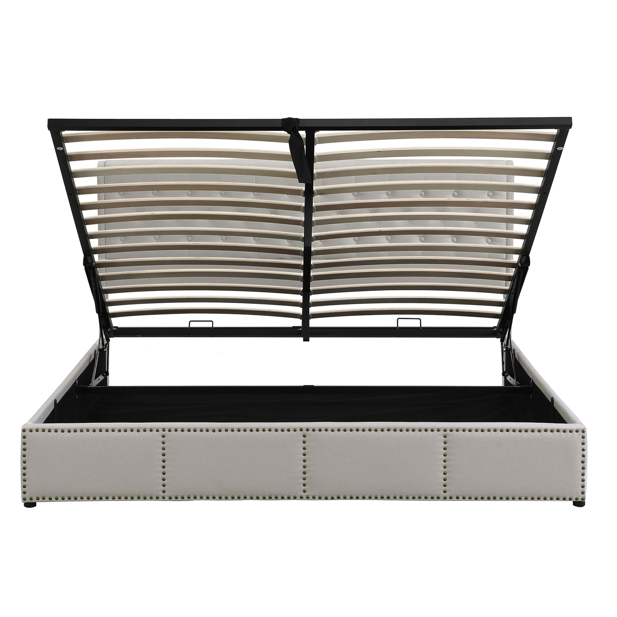 HYUB Gestoffeerd bed, 140 x 200 cm, met metalen lattenbodem, hydraulisch tweepersoonsbed met in hoogte verstelbaar hoofdeinde en grote opbergruimte, fluweel, voor volwassenen en jongeren, grijs