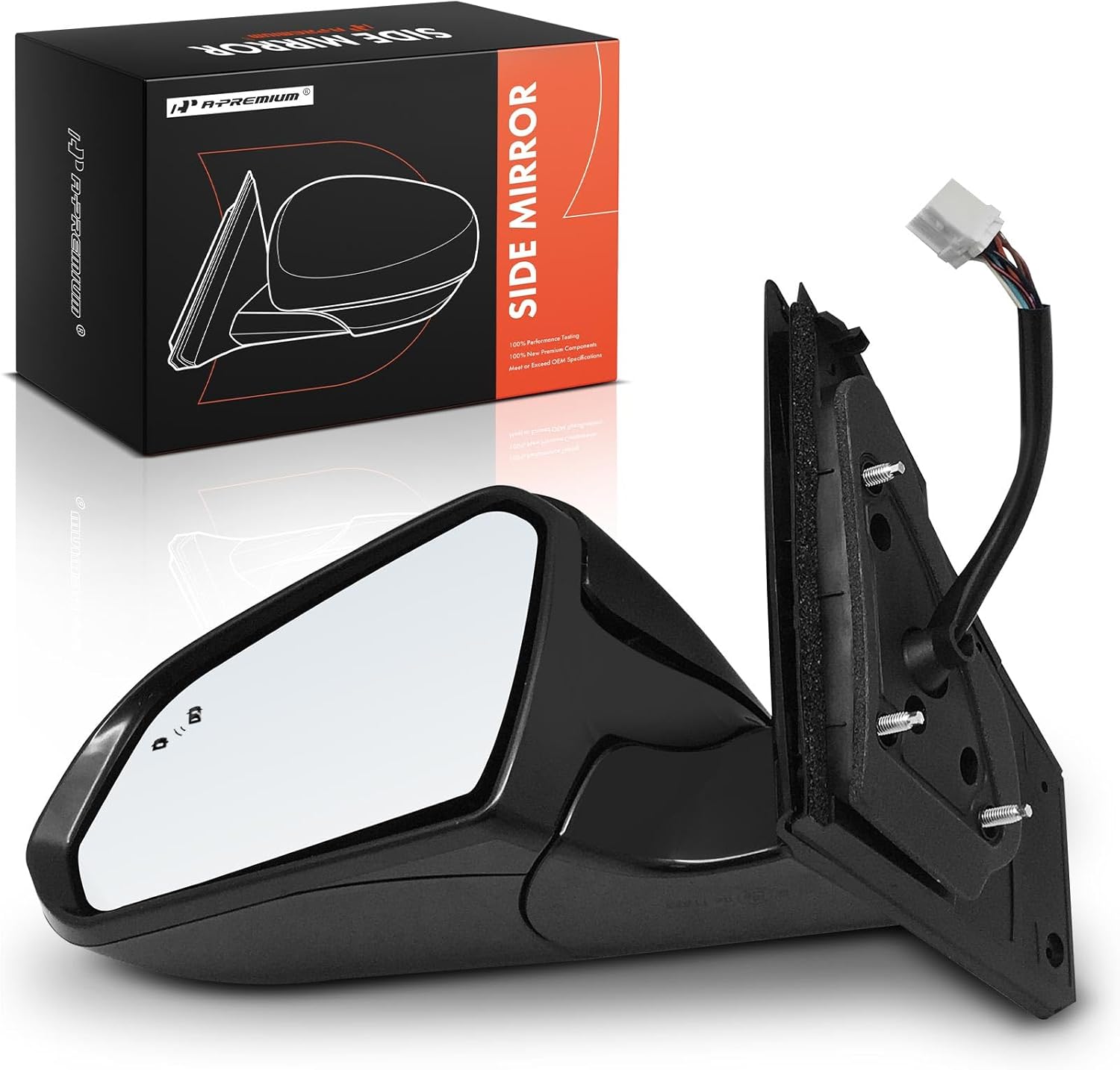 A-Premium Driver Side Power Door Mirror - Compatible with Hyundai Sonata 2015 2016 2017 - Heated Manual Folding Black w/Turn Signal Blind Spot Detection Memory Recall Outside Rear View Mirror
