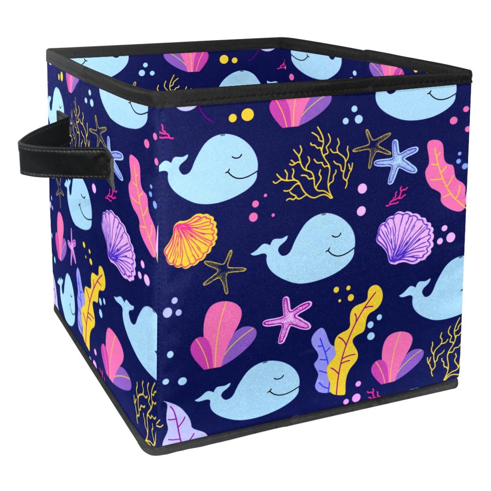 Boîte de rangement pliable motif dauphin corail et étoile de mer