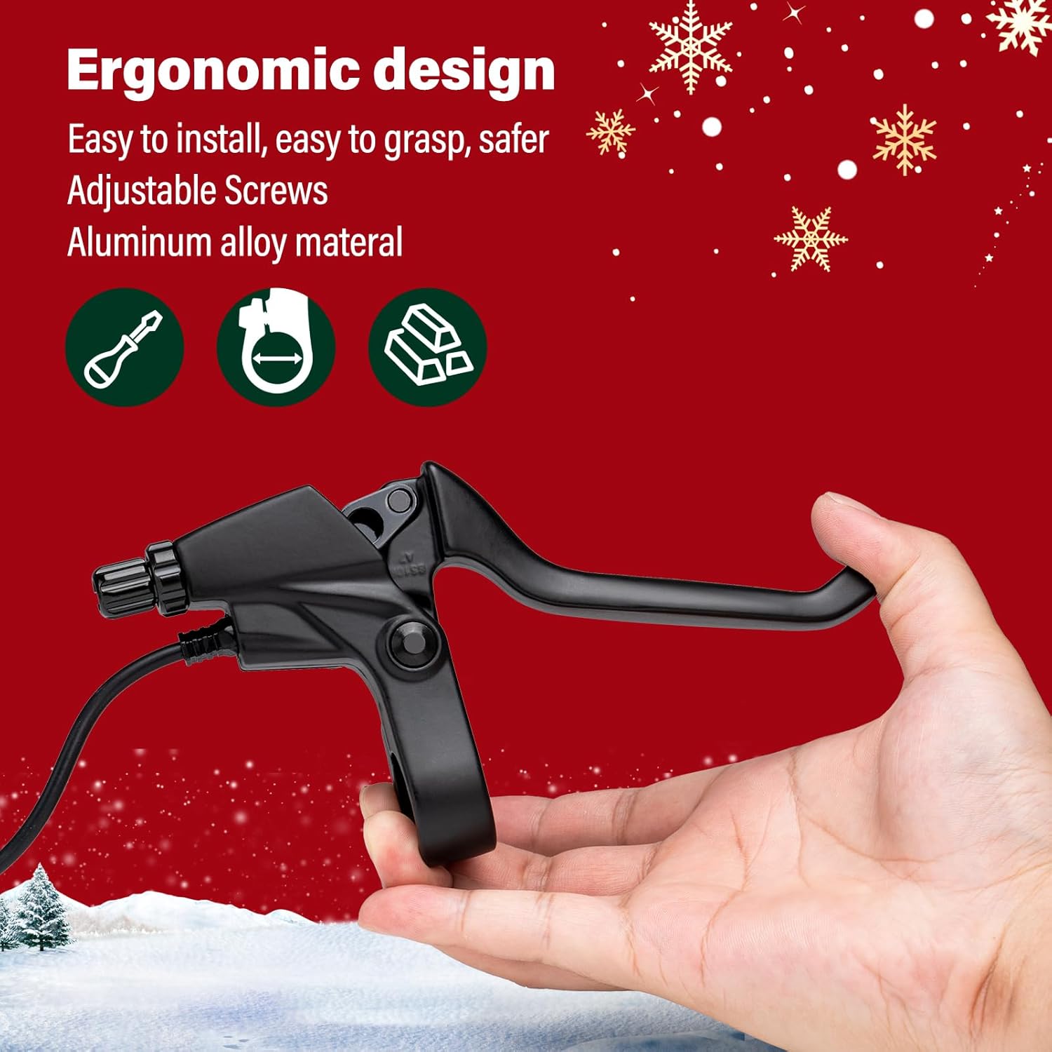 2 Pin Brake Levers for Electric Bicycle, Brake Lever Handle Bar Grips 2 Wires Left & Right E-Bike Replacement Parts (1 Pair), 12cm Cable Length