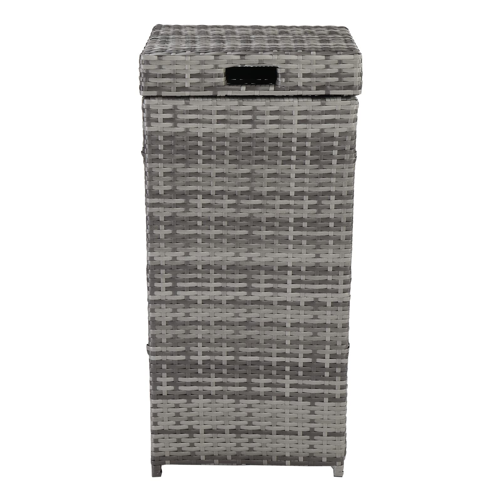 Sepnefi Wicker Patio Trash Can, 26.7 Gallon Rattan Trash Can with Removable Lid, Outdoor Wicker Waste Basket, Wast Container for Backyard, Deck, Poolside(Grey)