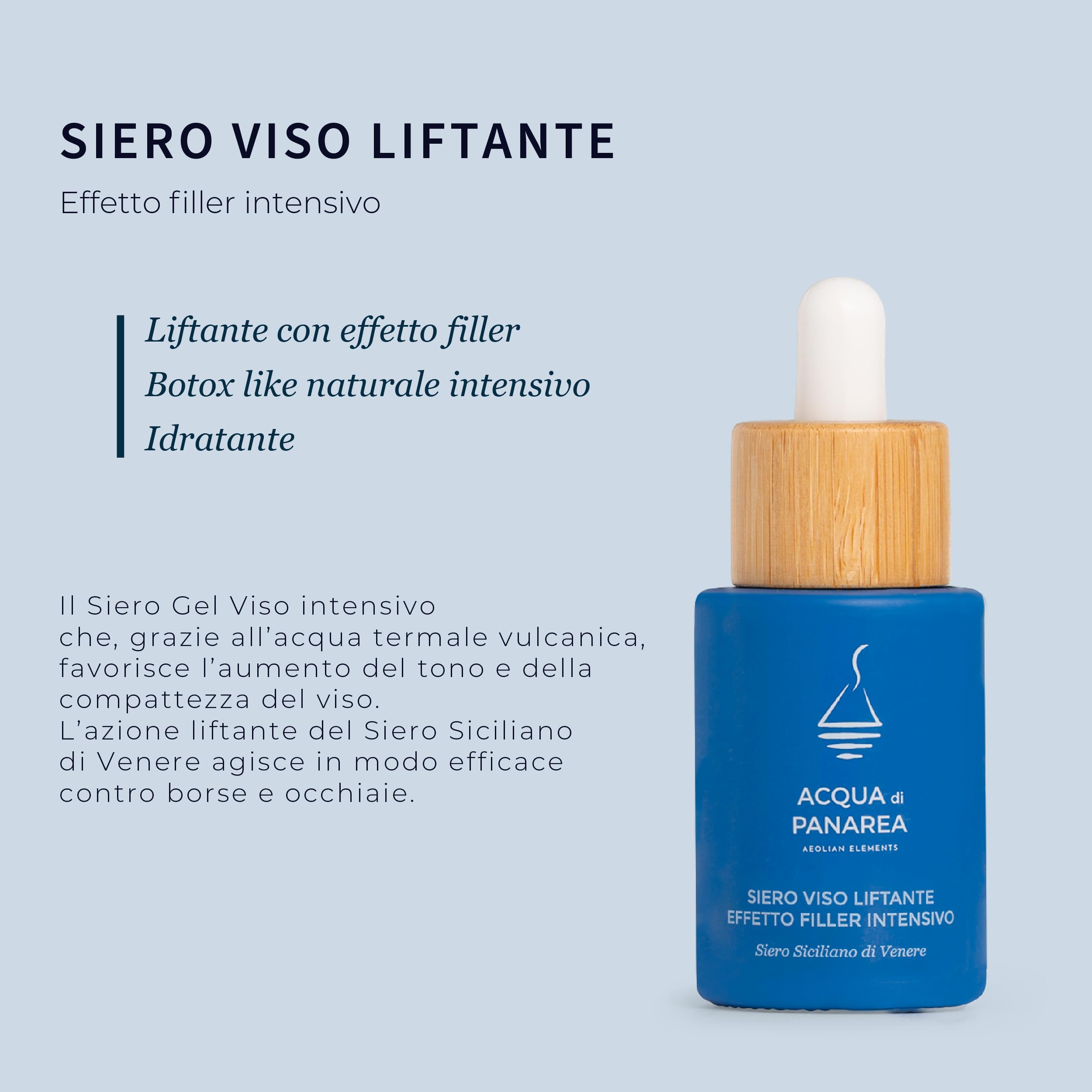 ACQUA DI PANAREA Siero Viso Filler Antirughe Con Acqua Termale Vulcanica Acido Ialuronico Bava di Lumaca Argireline Siero Siciliano di Venere Per Skincare Viso Acqua Di Panarea 40ml Made in Italy
