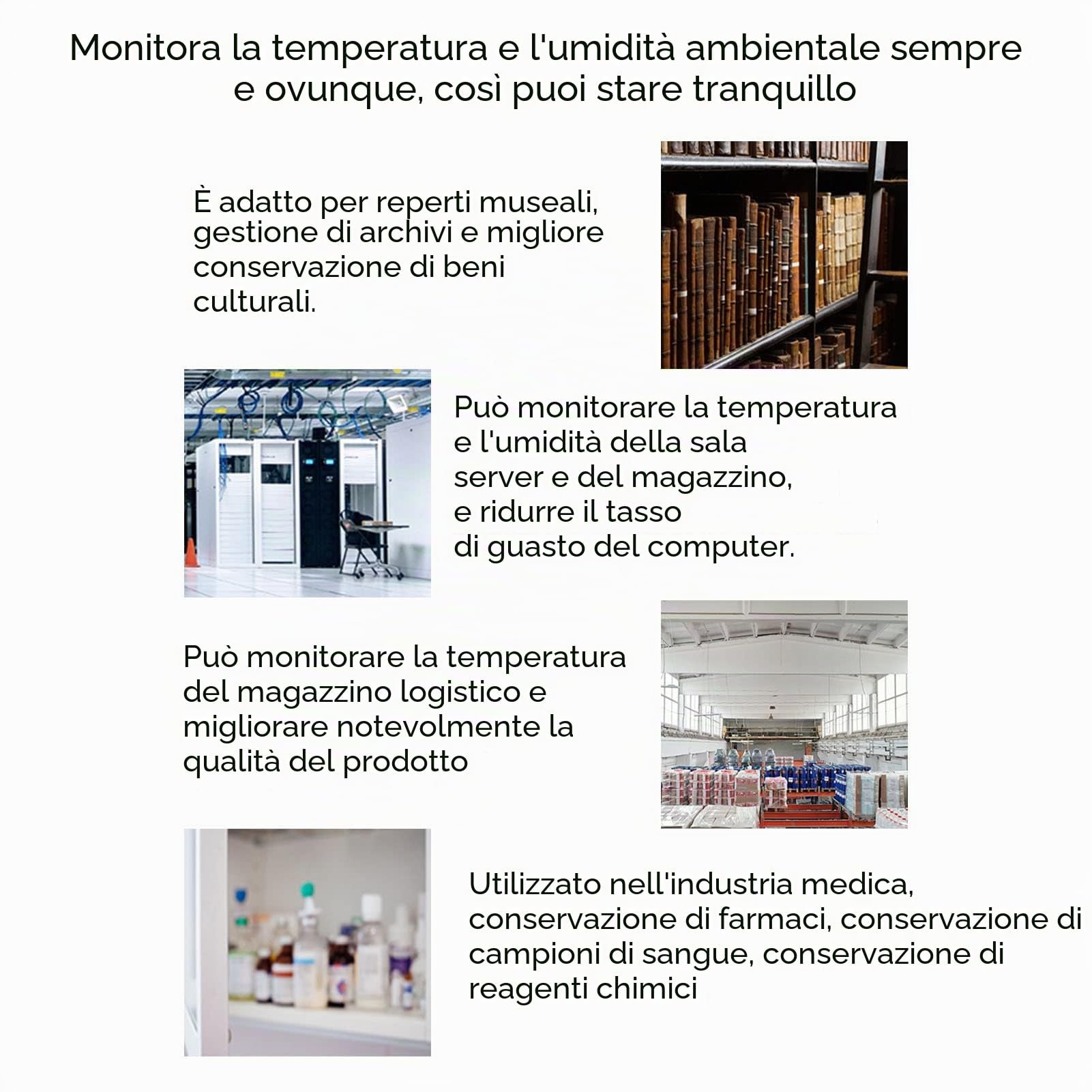 Zunate Termometro USB, Sensore di Temperatura per Computer USB, Data Logger, Allarme Temperatura, Sonda di Temperatura TX Impermeabile, per Sala Computer Portatile per PC