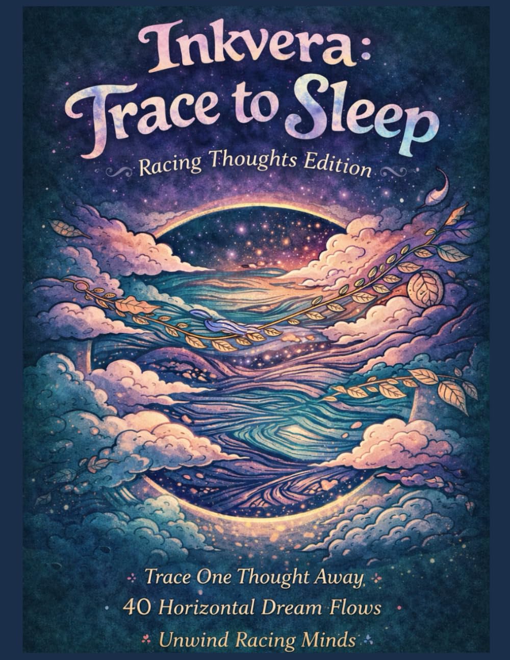 Inkvera: Trace to Sleep: Reverse Coloring Book for Racing Thoughts | 40 Ink Tracing Pages | Adult Stress Relief Anxiety Meditation Sleep Aid