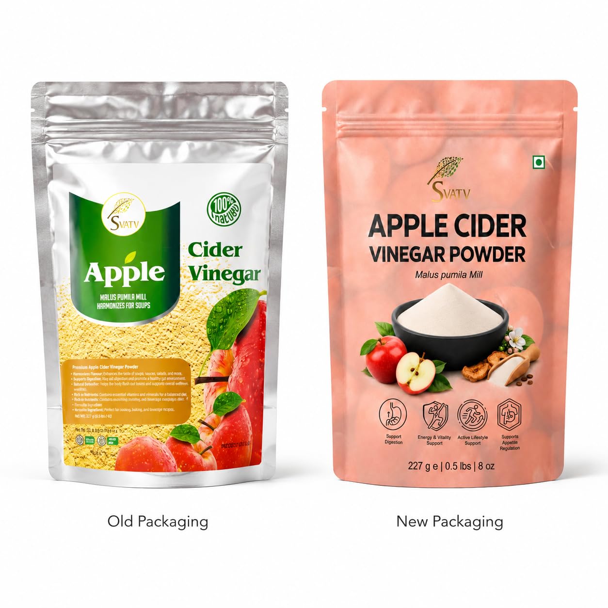 SVATV Vinagre de sidra de manzana natural en polvo 227g Sin gluten 75 porciones