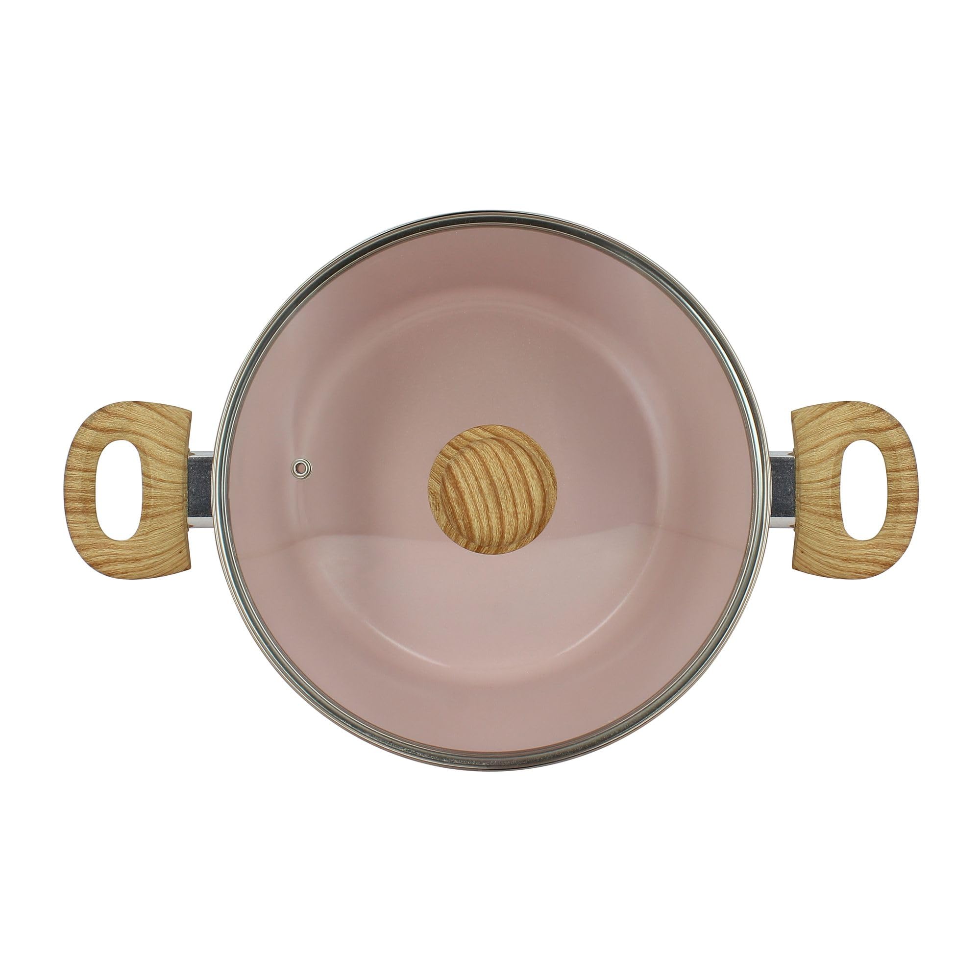 MENASTYL - Faitout 24cm avec revêtement antiadhésif céramique (Sans PFAS/Sans PTFE) tous feux dont induction - En Aluminium - Gamme Colorama - Rose - 6020927