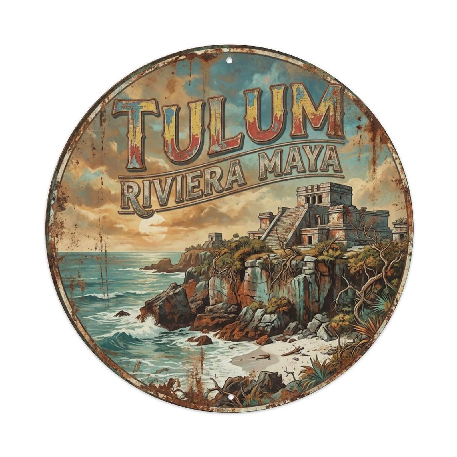 Galvaxio Style Mexico Retro Travel Tulum Metal Tin Sign