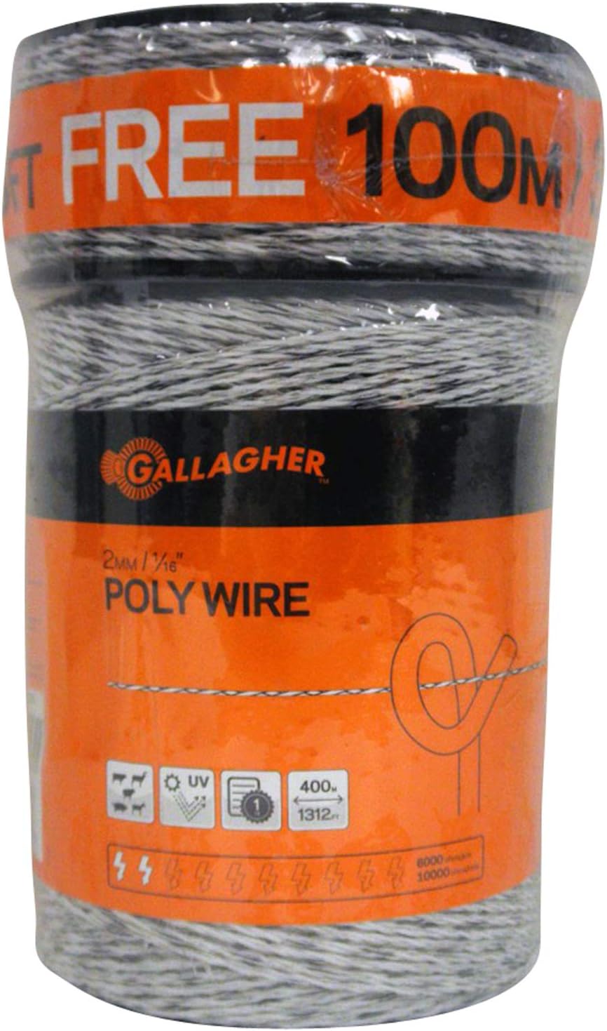 Electric Fence Wire — 1,640ft (500m) Polywire for Livestock, Horses & Cattle | 6 Stainless Steel Strands | Poly Wire UV & Rust Resistant | 1/16" Diameter