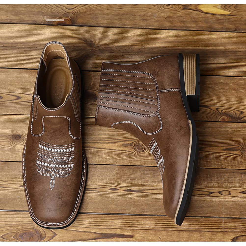 Botas Chelsea de Tobillo para Hombre Estilo Retro Vaquero Western
