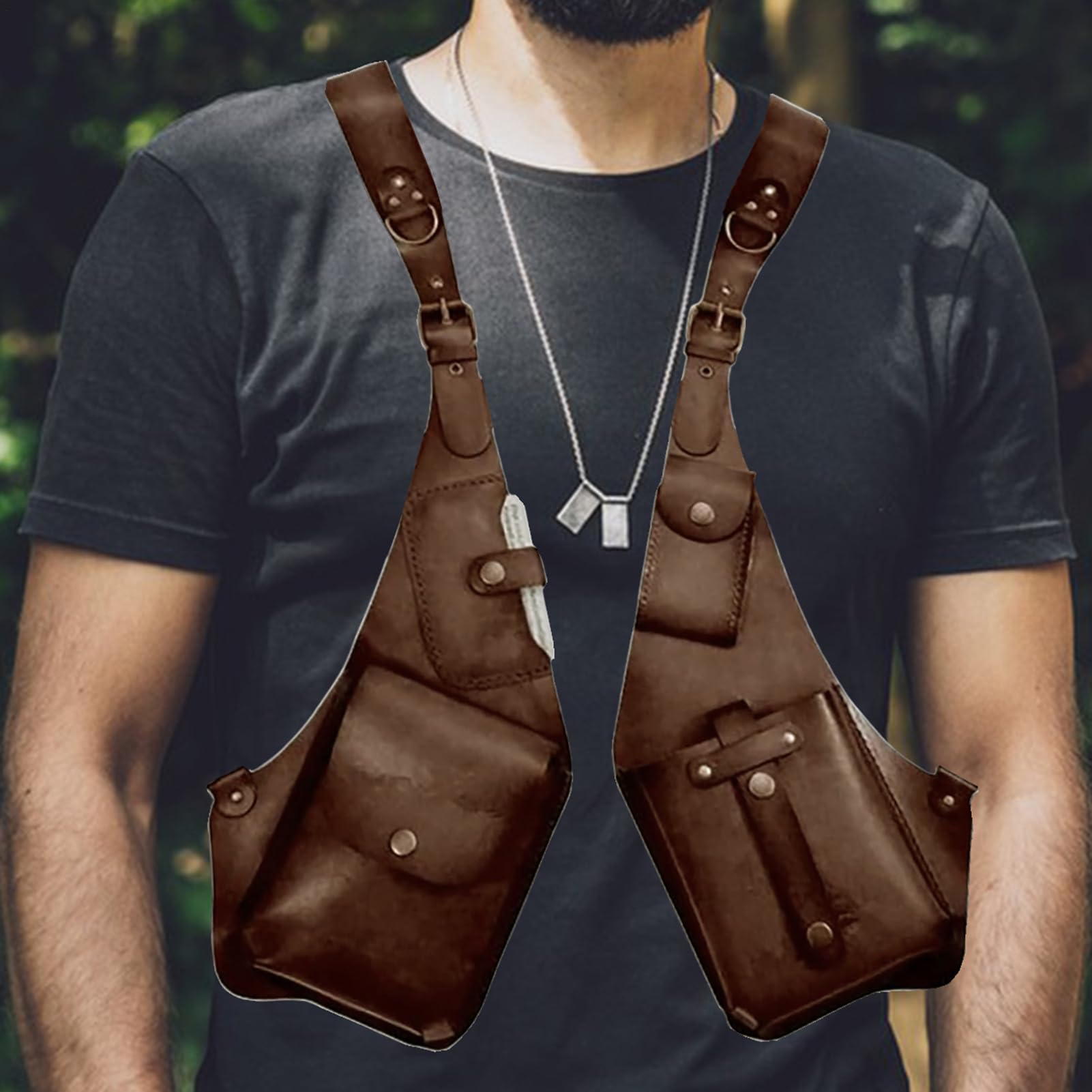 Riñonera Axilar Cartera Medieval Steampunk Halloween Cosplay | Bolsa de Doble Hombro Para Cosplayers Artistas Viajeros Vacaciones Trabajo Diario Senderismo Eventos Temáticos Mascaradas