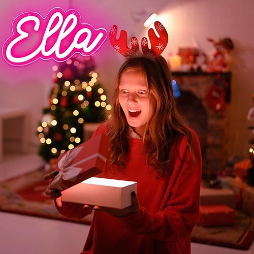 Miniatura 5 de Letrero de neón con nombre de Ella para decoración de pared, luz LED de neón para dormitorio de niños, decoración de fiesta de cumpleaños, letrero