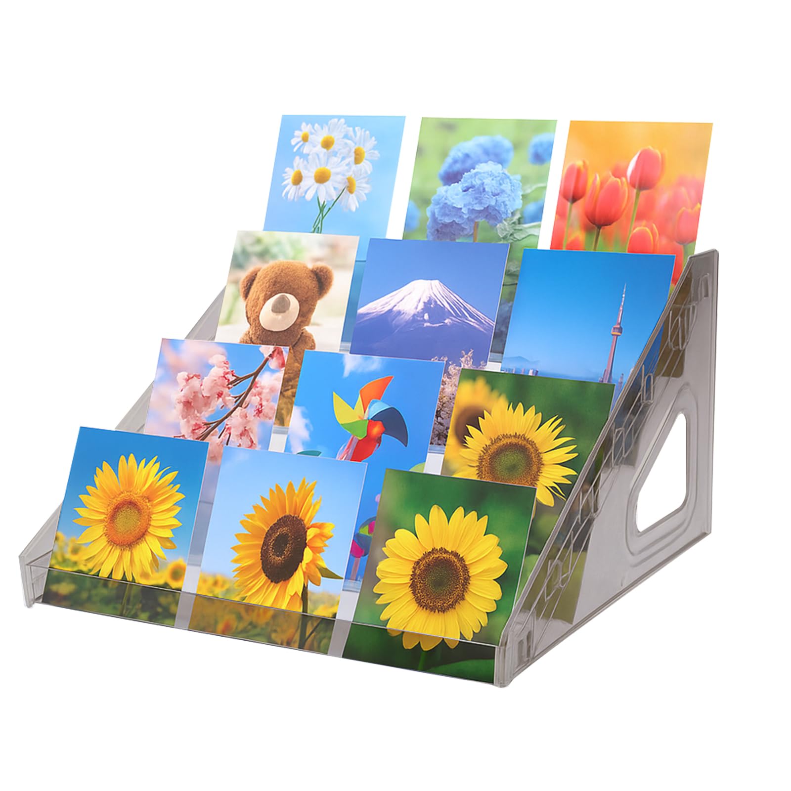 Présentoir pour cartes de collection en acrylique gris de 31,5 cm spécial bureau et commerce