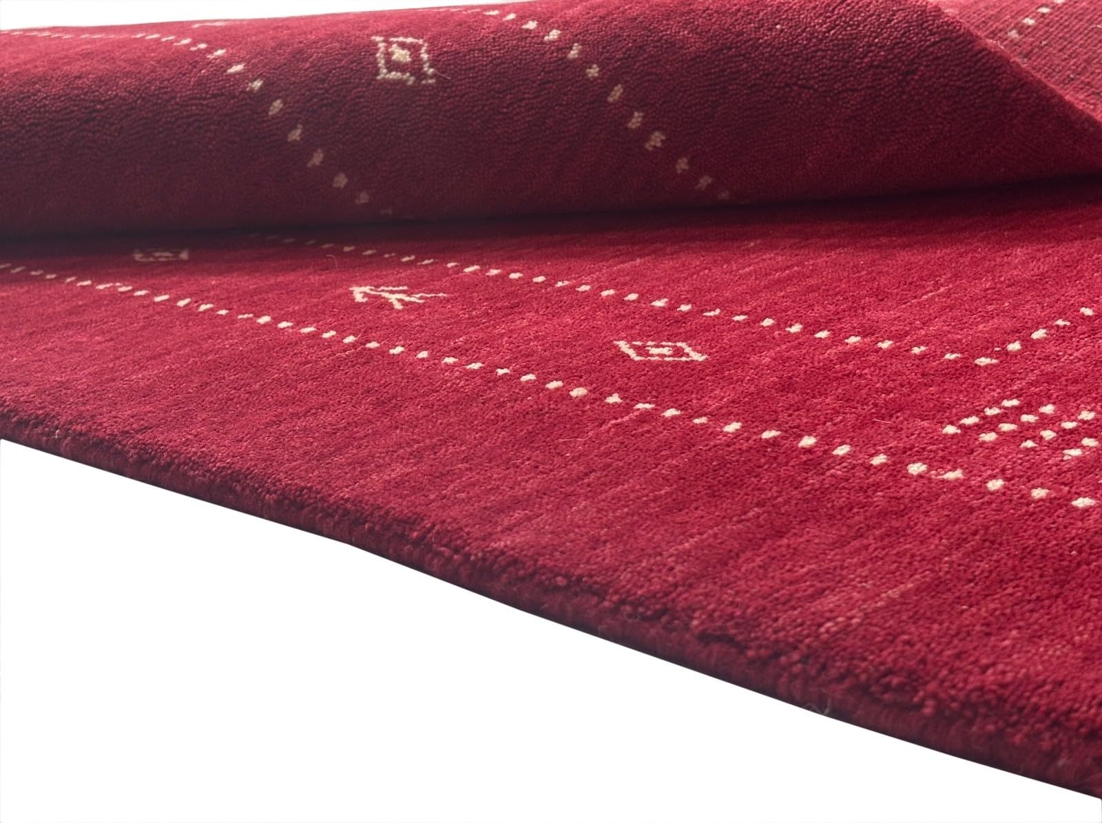 AC6 Tapis en laine rouge 90 x 160 cm tissé à la main 100