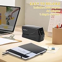 Vista 3 de Engrapadora eléctrica, engrapadora automática de 25 hojas, incluye 2000 grapas y 1 removedor de grapas, sin atascos, profesional y oficina en casa