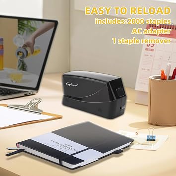 Electric Stapler, 25 Sheet Automatic Stapler, Include 2000 Staples and 1 Staple Remover, Jam Free, Professional and Home Office,Battery not Included,AC or Battery Powered