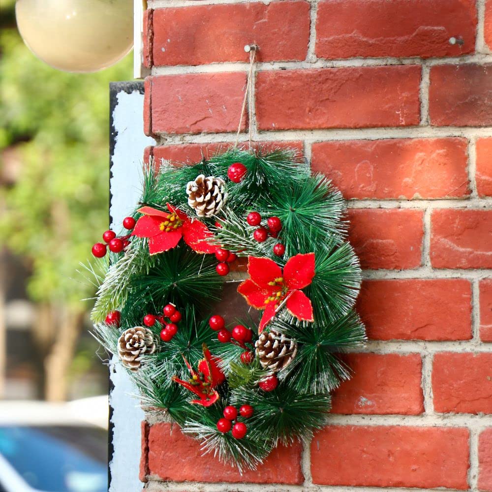 Weihnachtskrippe Heilige Familie Kranz Künstliche Erdbeere Grün Bogen Jesus Christus Hängende Girlande Weihnachten Haustür Dekor (Farbe: 32CM-L)