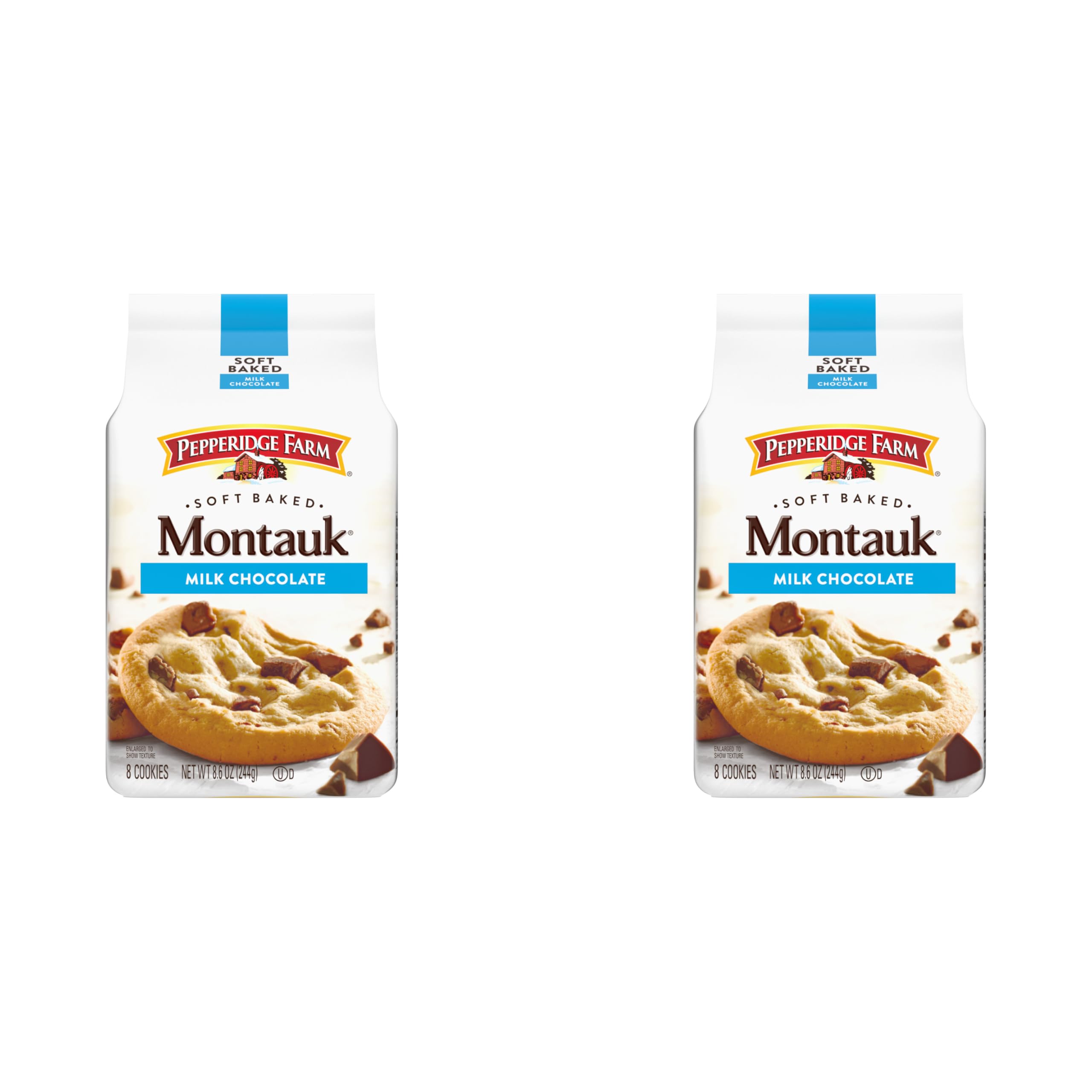 Pepperidge FarmMontauk Soft Baked Milk Chocolate Chunk Cookies, 8.6 Oz Bag (8 Cookies) (Pack of 2)