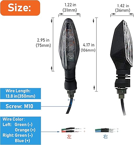 Miniatura 2 de WELNENT Luz LED de señal de giro E-MARK para inspección de vehículos, juego de 4 unidades, universal, alto brillo, DC12 V, para Kawasaki, Honda,