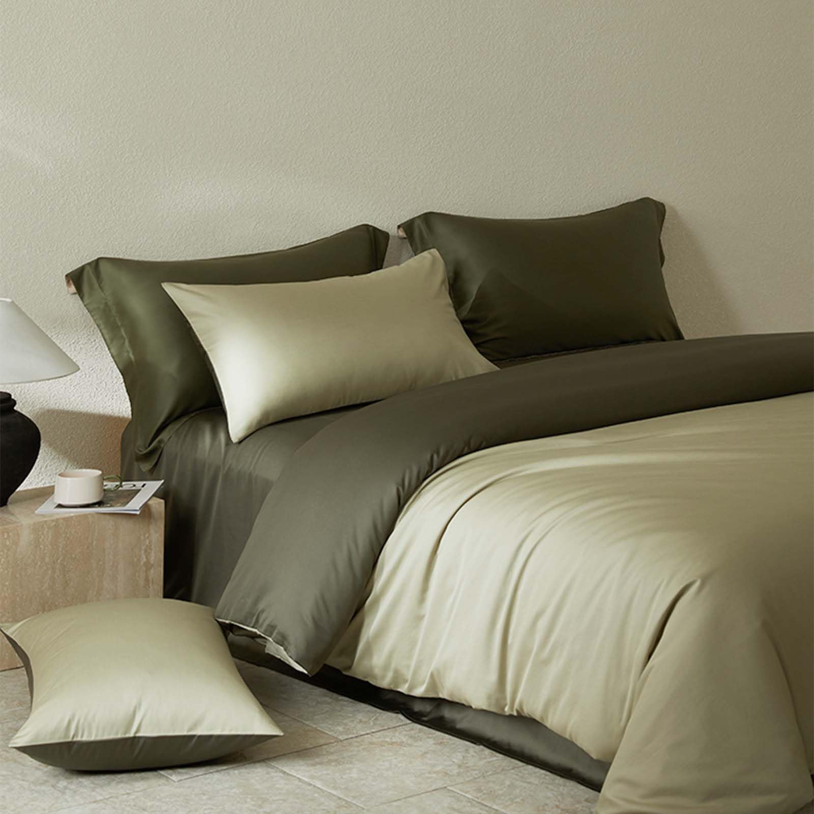 Set di biancheria da letto Queen Size 100S in cotone a fibra lunga, 4 pezzi, ultra morbido e liscio, include 1 copripiumino, 1 lenzuolo con angoli e 2 federe per camera da letto, dormitorio