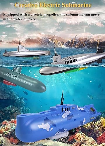 Miniatura 2 de Juguete de baño submarino eléctrico, divertido modelo de submarino militar, juguete flotante de agua para niños (8823)