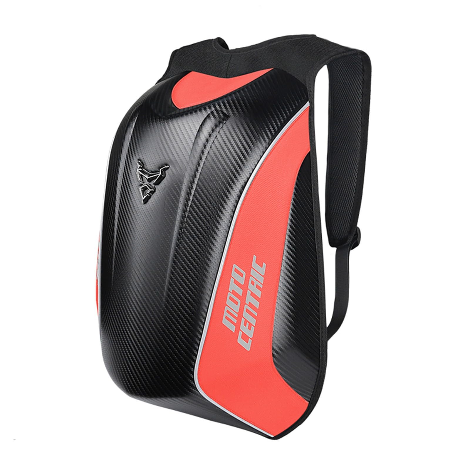 Plecak motocyklowy, 48 l, torba na kask, wodoszczelny, włókno węglowe, plecak motocyklowy, twarda obudowa, odblaskowa, czerwony, czerwony, XL