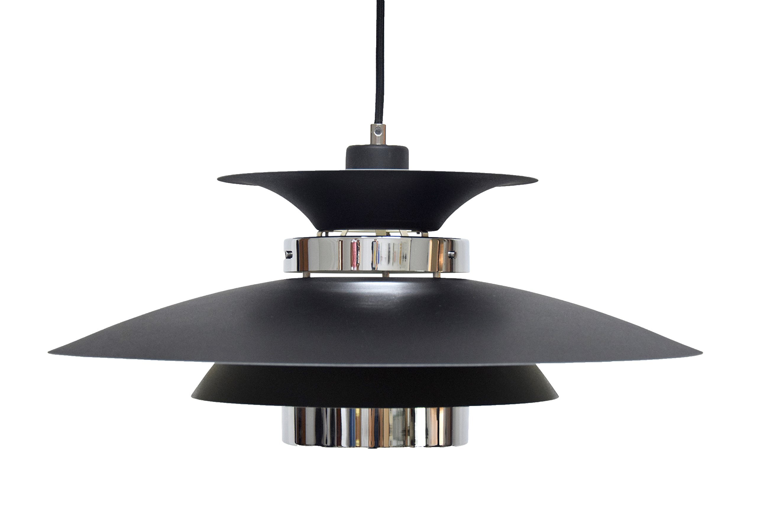 CL16CEUFO-BK UFO Metal Pendant Light E26, 120V, Black with Chrome