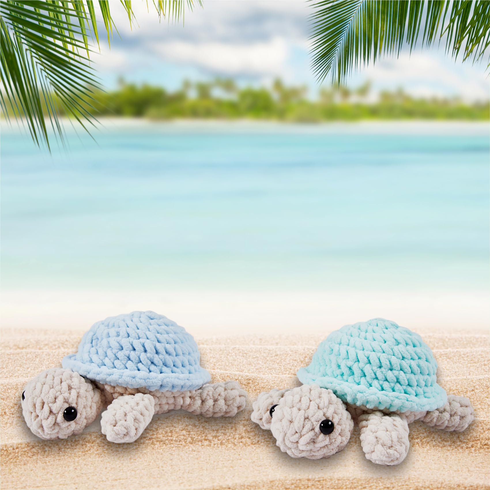 Eelexa Häkelset für Anfänger, Amigurumi Häkeltier-Kits, mit Schritt-für-Schritt-Video-Tutorials für Kinder, Erwachsene, Anfänger, 2 Stück Schildkröten